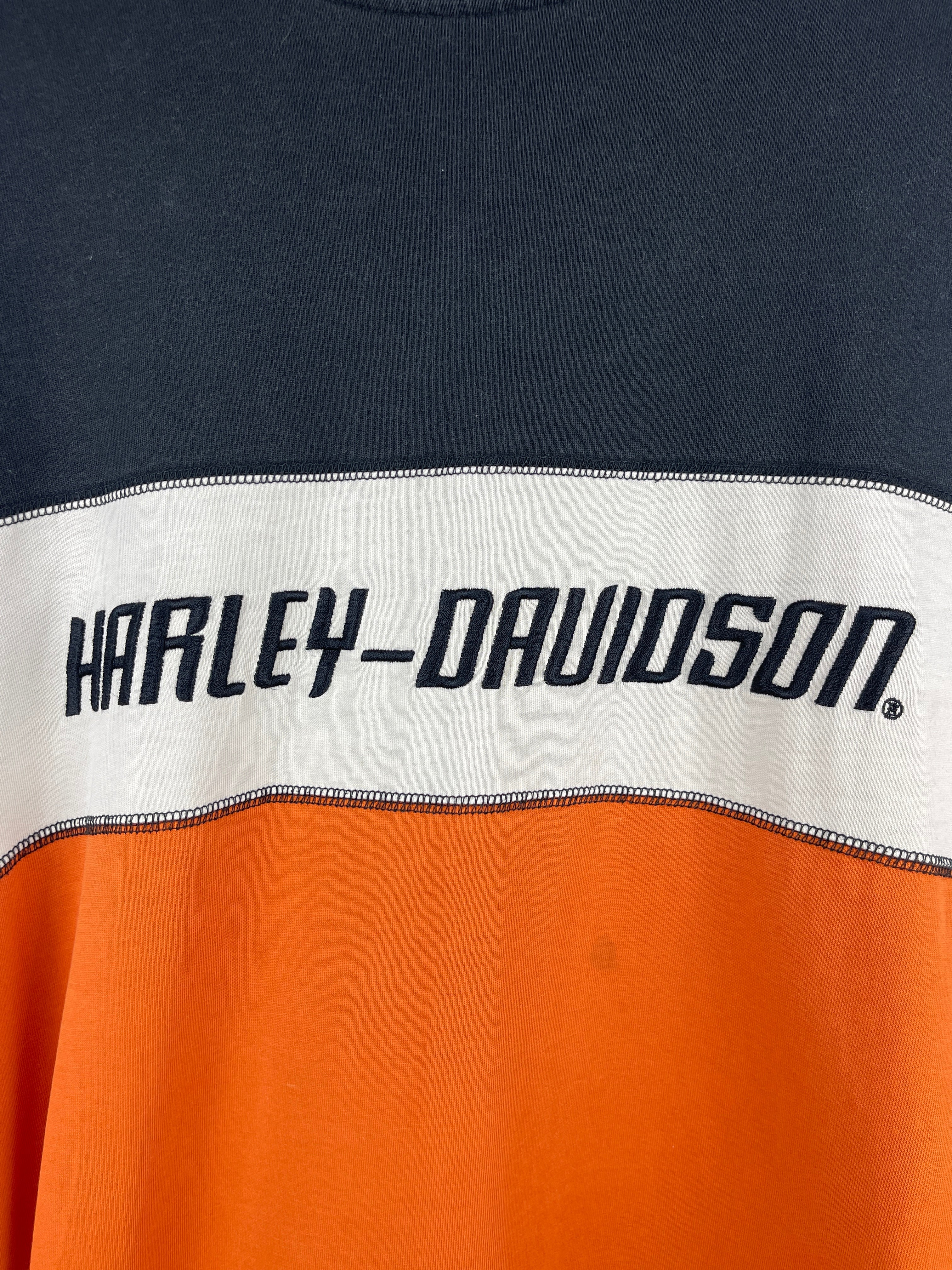 Vintage Harley Davidson Wisconsin Embroidered Black & Orange Long Sleeve