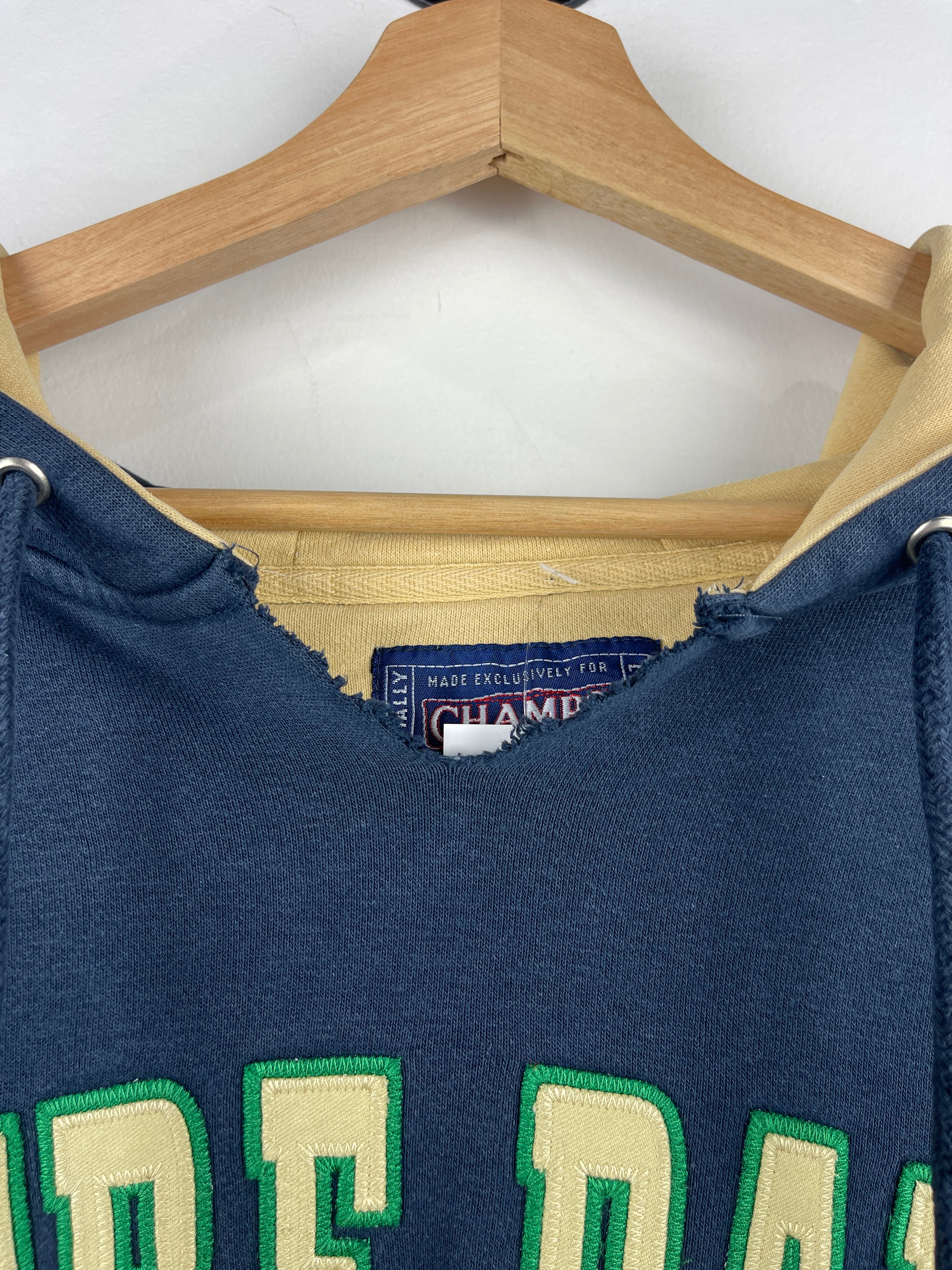 Vintage Champs Notre Dame Fightin Irish Embroidered Navy Hoodie