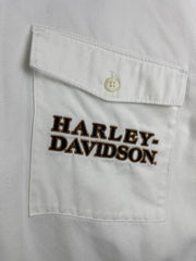 Vintage Harley Davidson White Short Sleeve Button Up Shirt