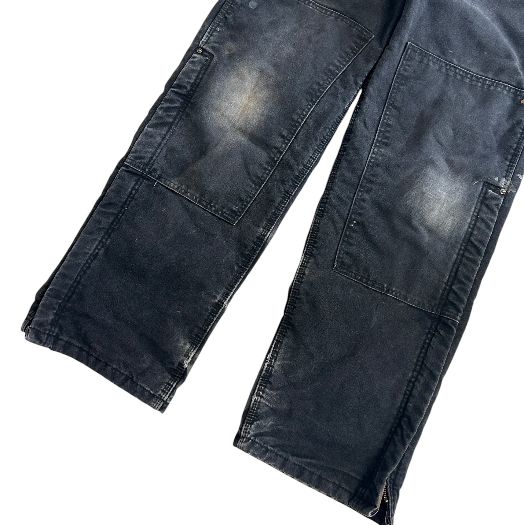Vintage Carhartt Double Knee Faded Black Insulated Overalls R27 BLK