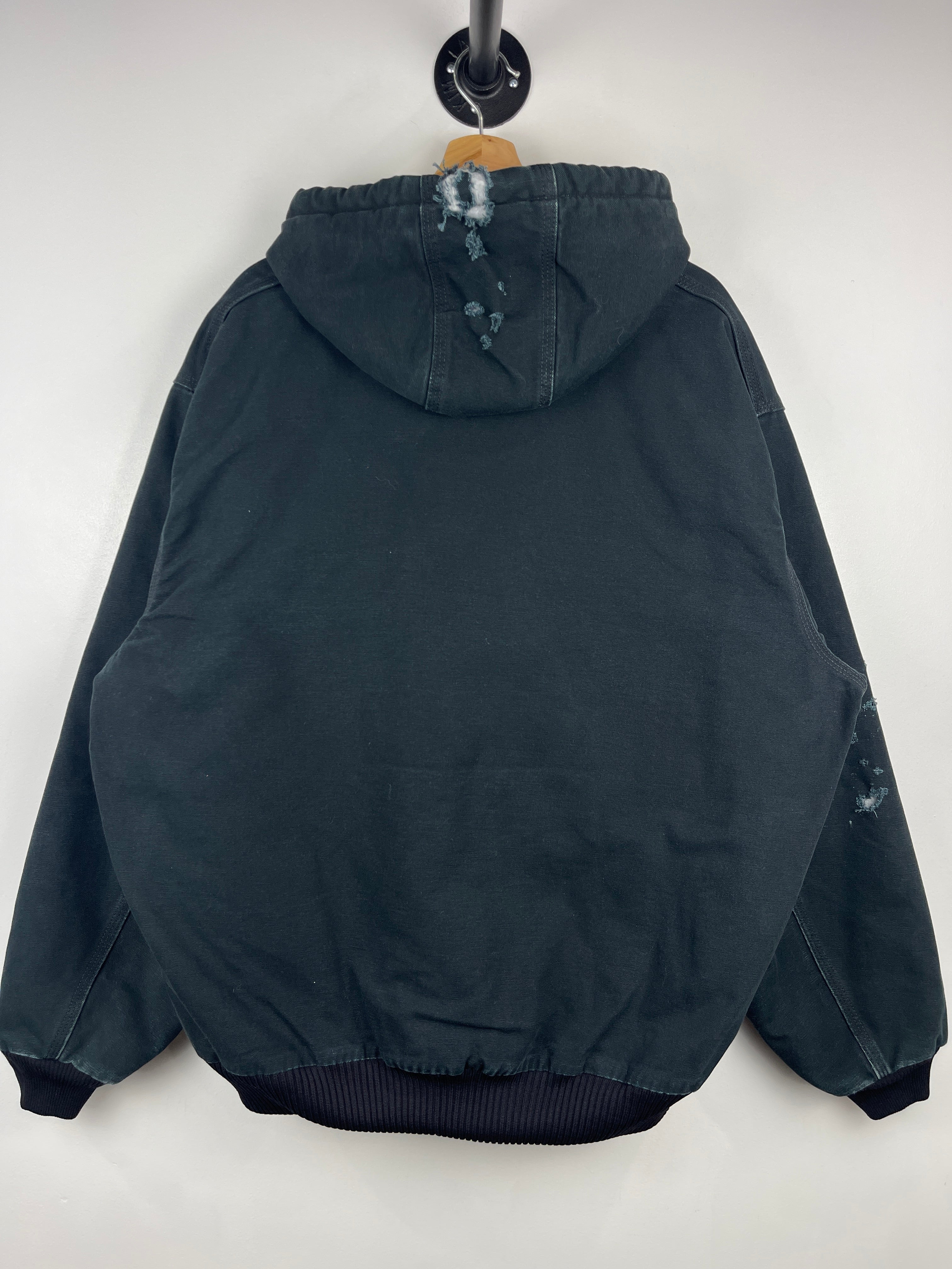 Vintage Carhartt Active Black Hooded Work Jacket J140 BLK