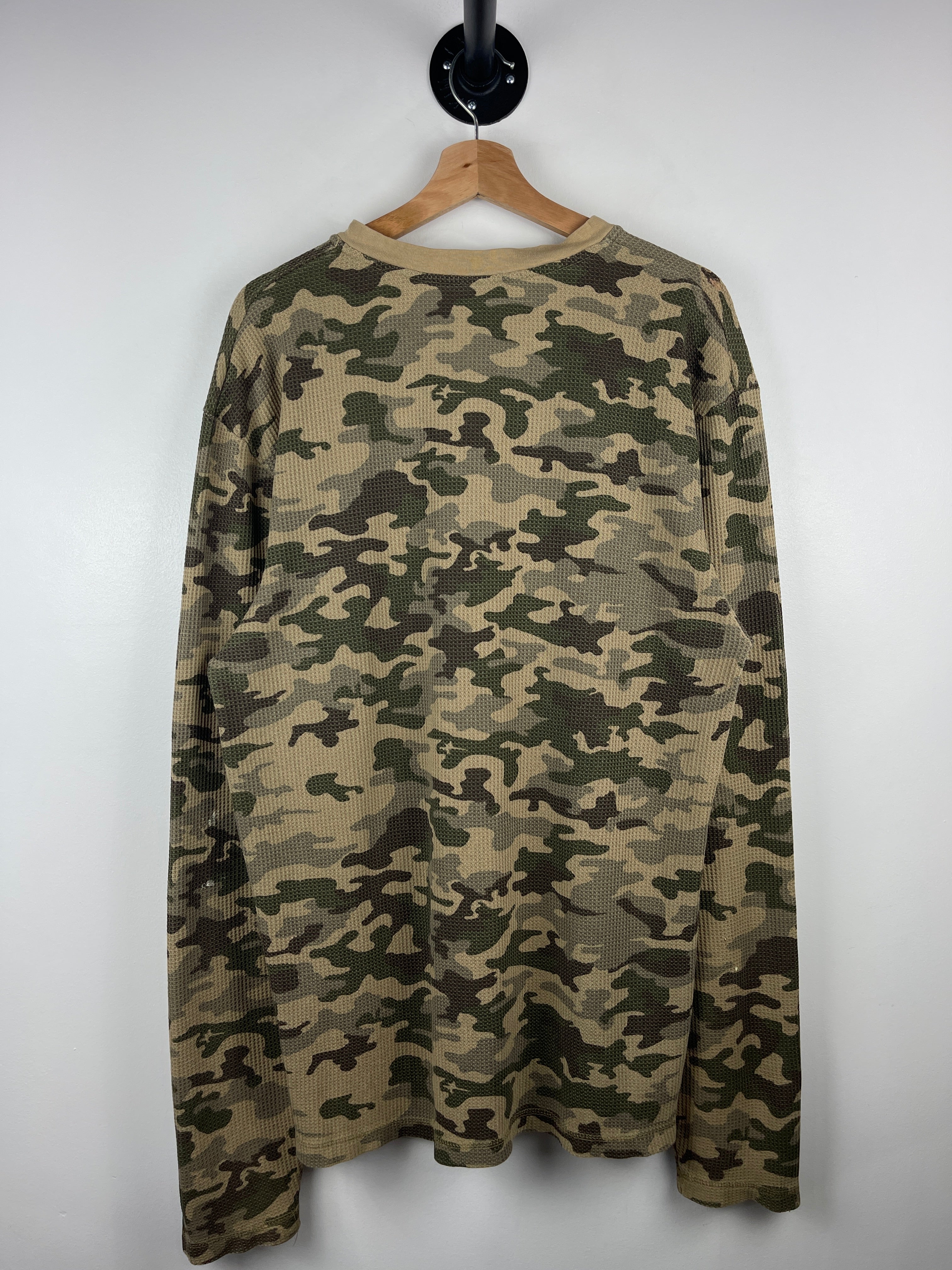 Vintage 90s Woodland Camo Thermal Henley Long Sleeve