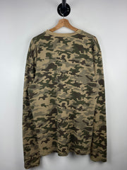 Vintage 90s Woodland Camo Thermal Henley Long Sleeve