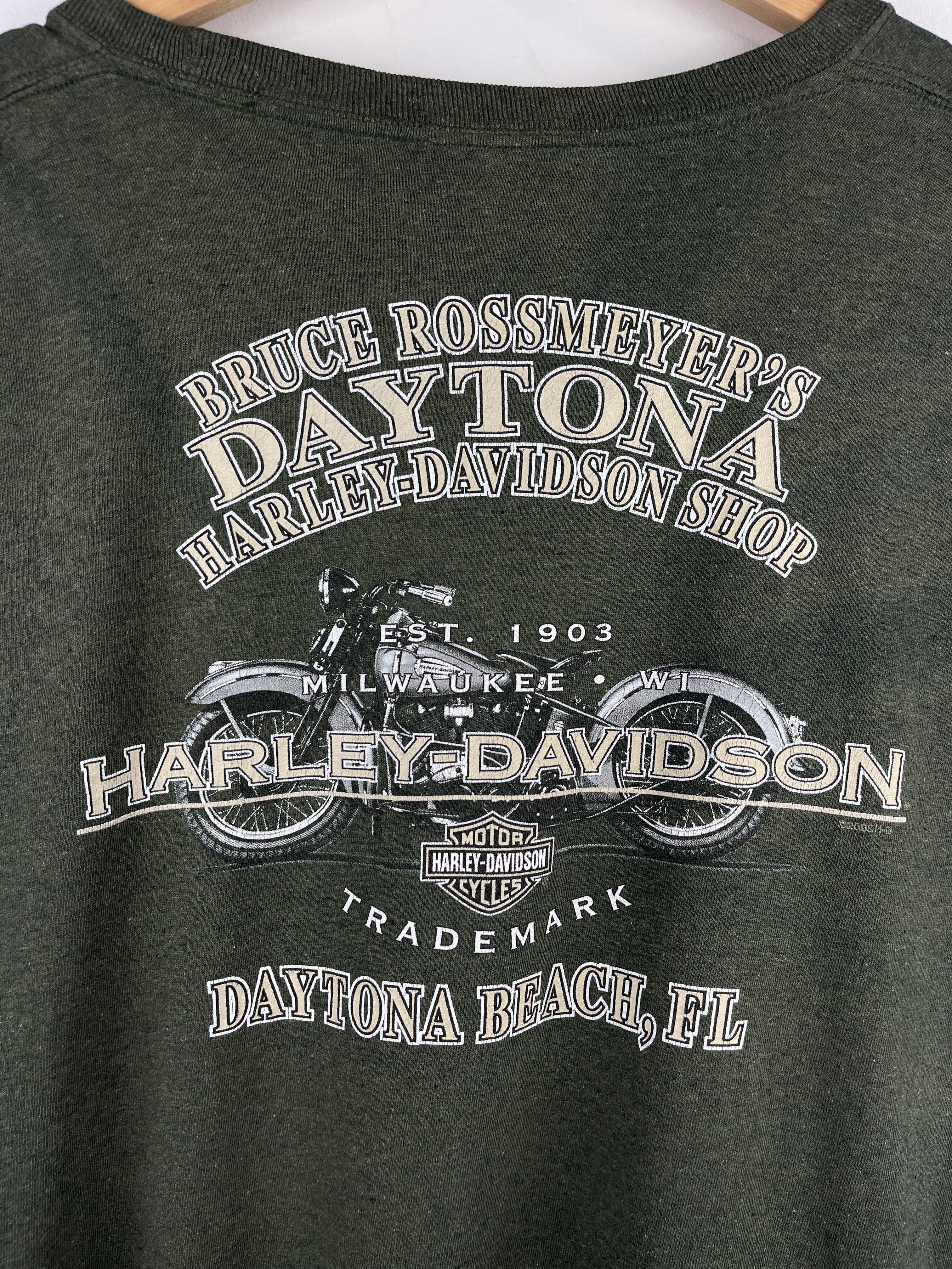 Vintage Harley Davidson Daytona Beach Florida Green Tee