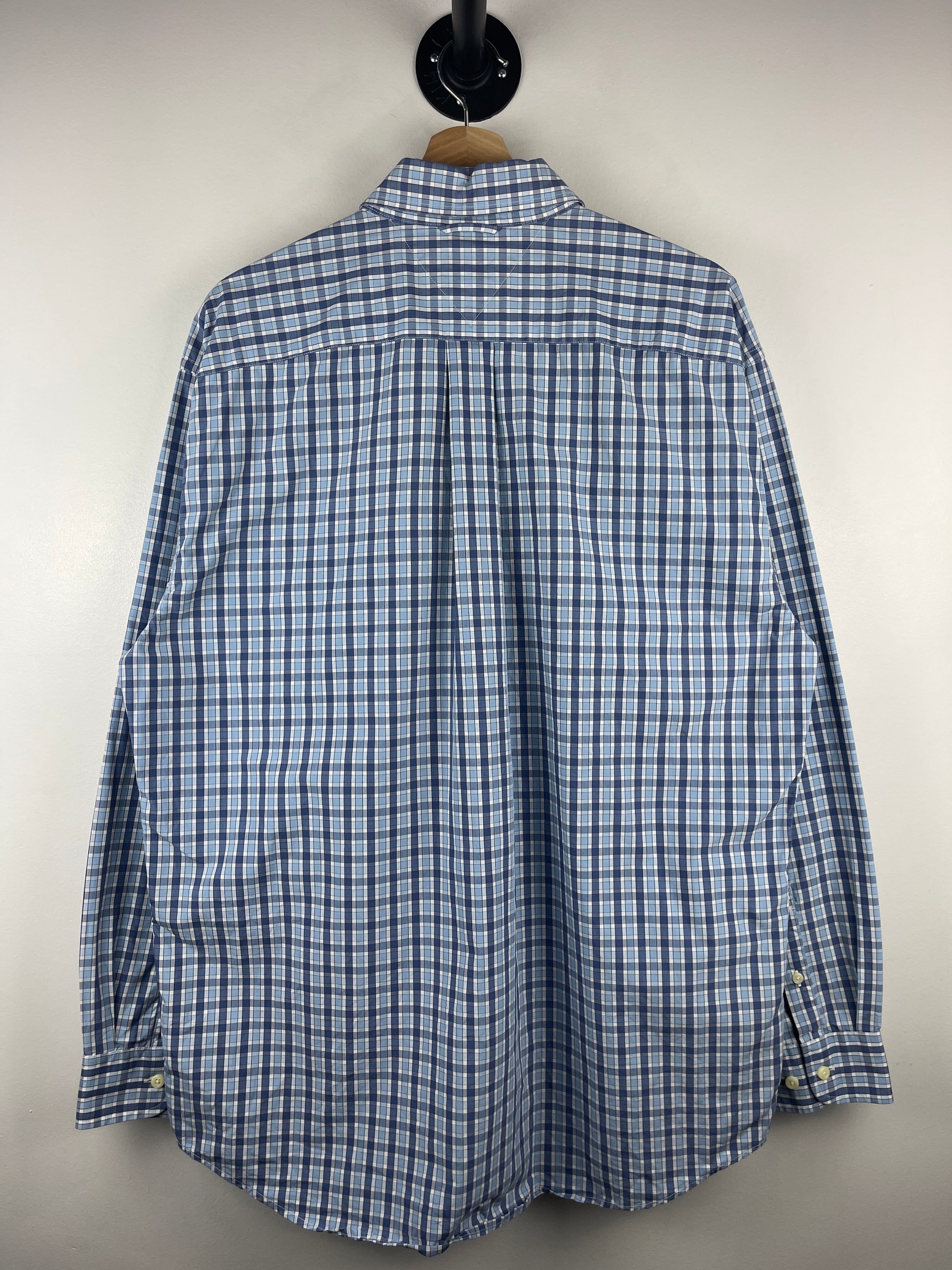 Vintage 90s Tommy Hilfiger Plaid Blue Long Sleeve Button Up Shirt