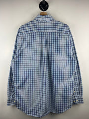 Vintage 90s Tommy Hilfiger Plaid Blue Long Sleeve Button Up Shirt