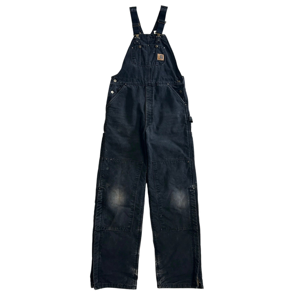 Vintage Carhartt Double Knee Faded Black Insulated Overalls R27 BLK