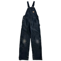 Vintage Carhartt Double Knee Faded Black Insulated Overalls R27 BLK