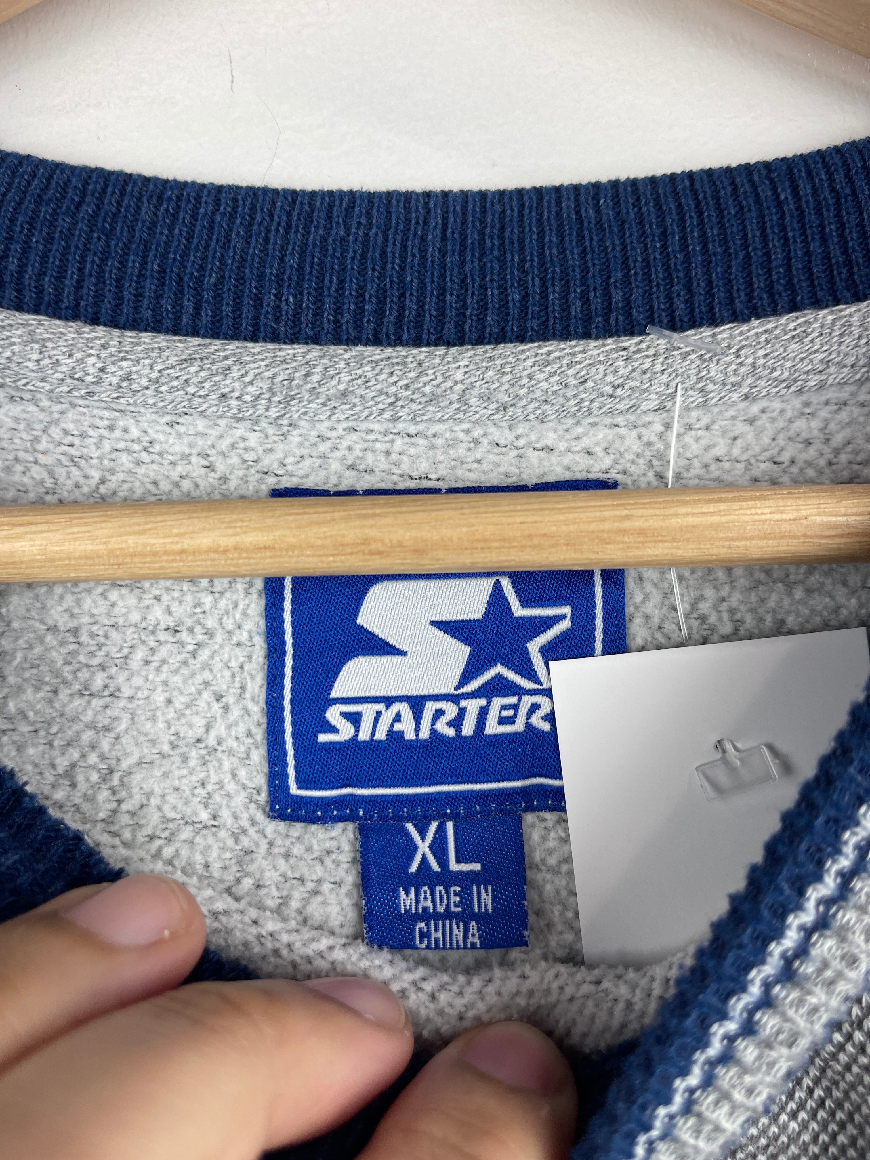 Vintage 90s Starter Michigan Embroidered Grey & Navy Crewneck