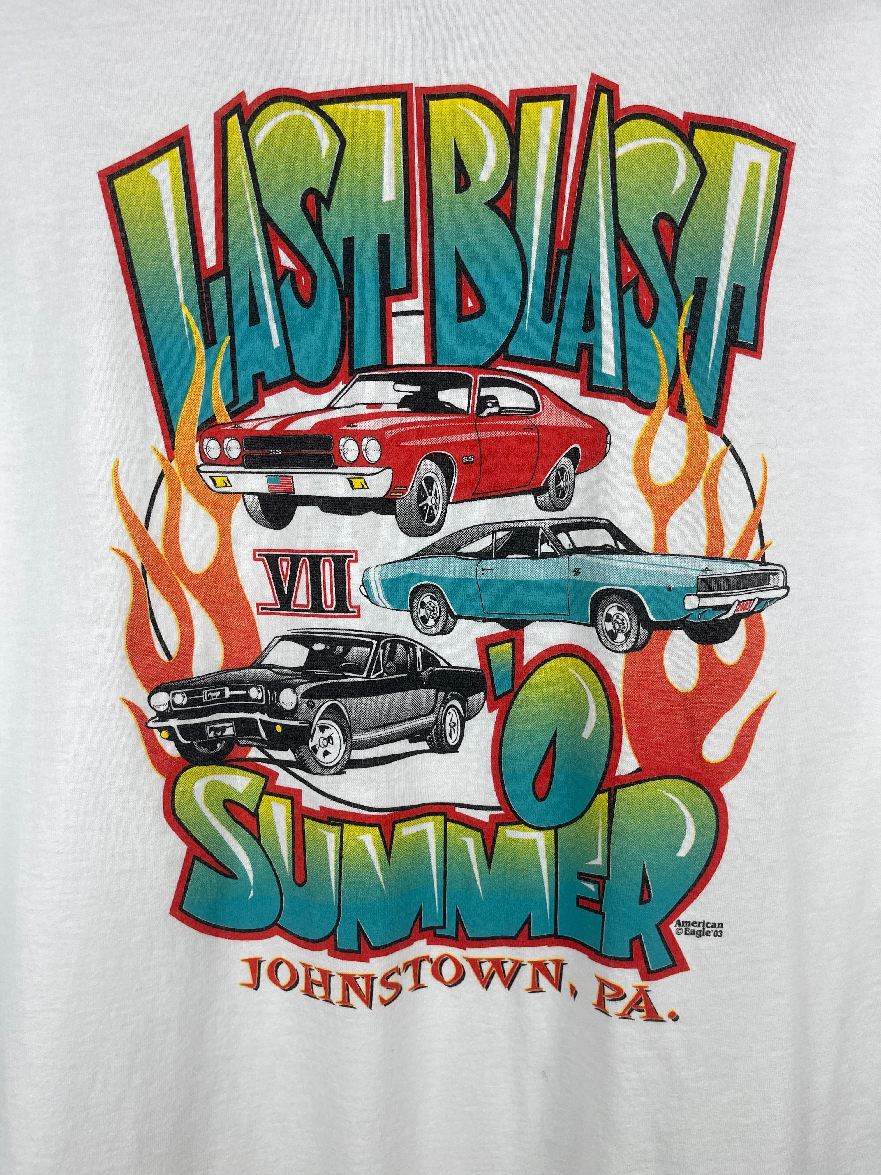 Vintage Last Blast Summer Classic Car Show White Tee
