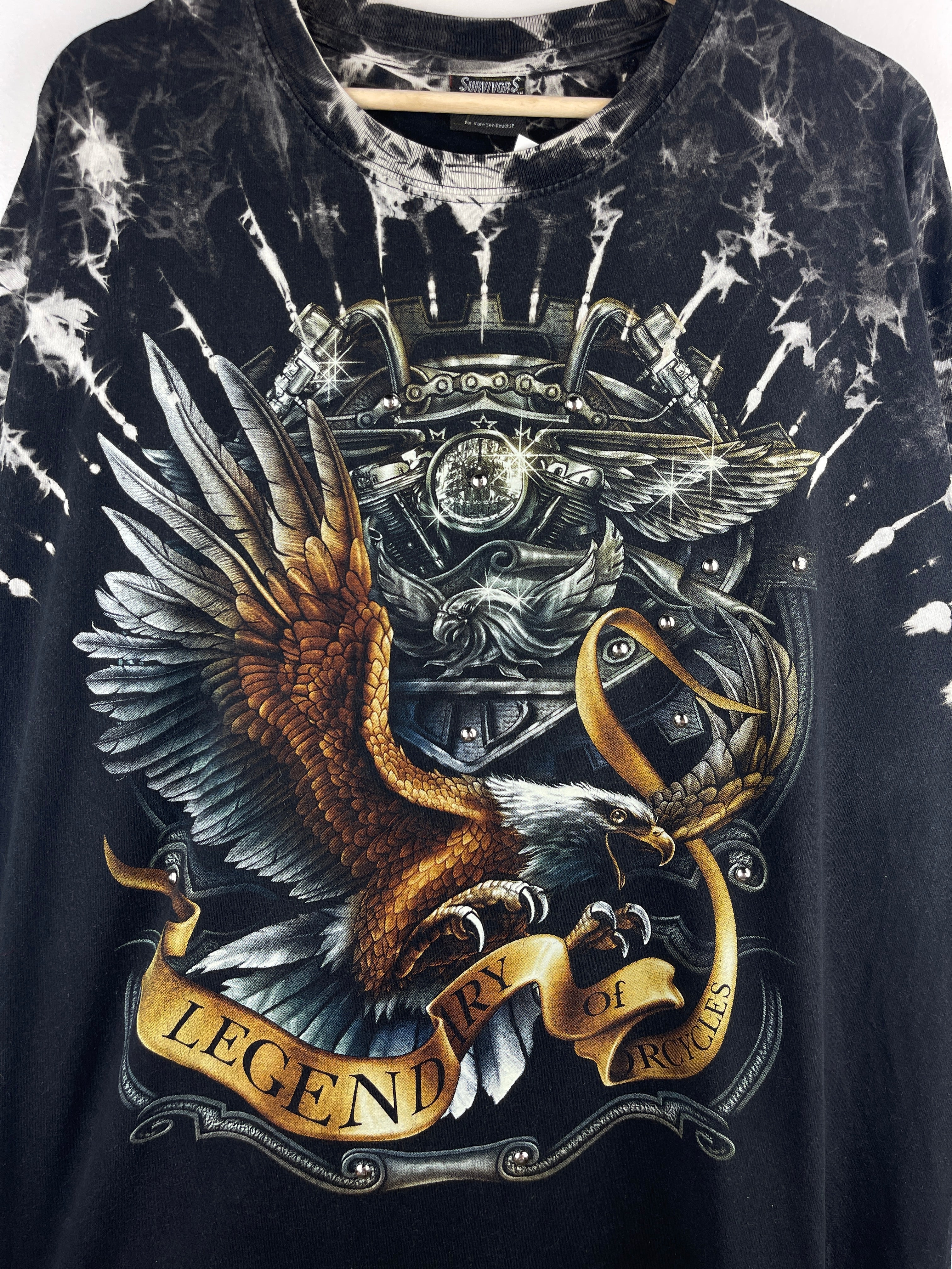 Vintage Legendary Of Motorcycles Eagle Studded Black Tee