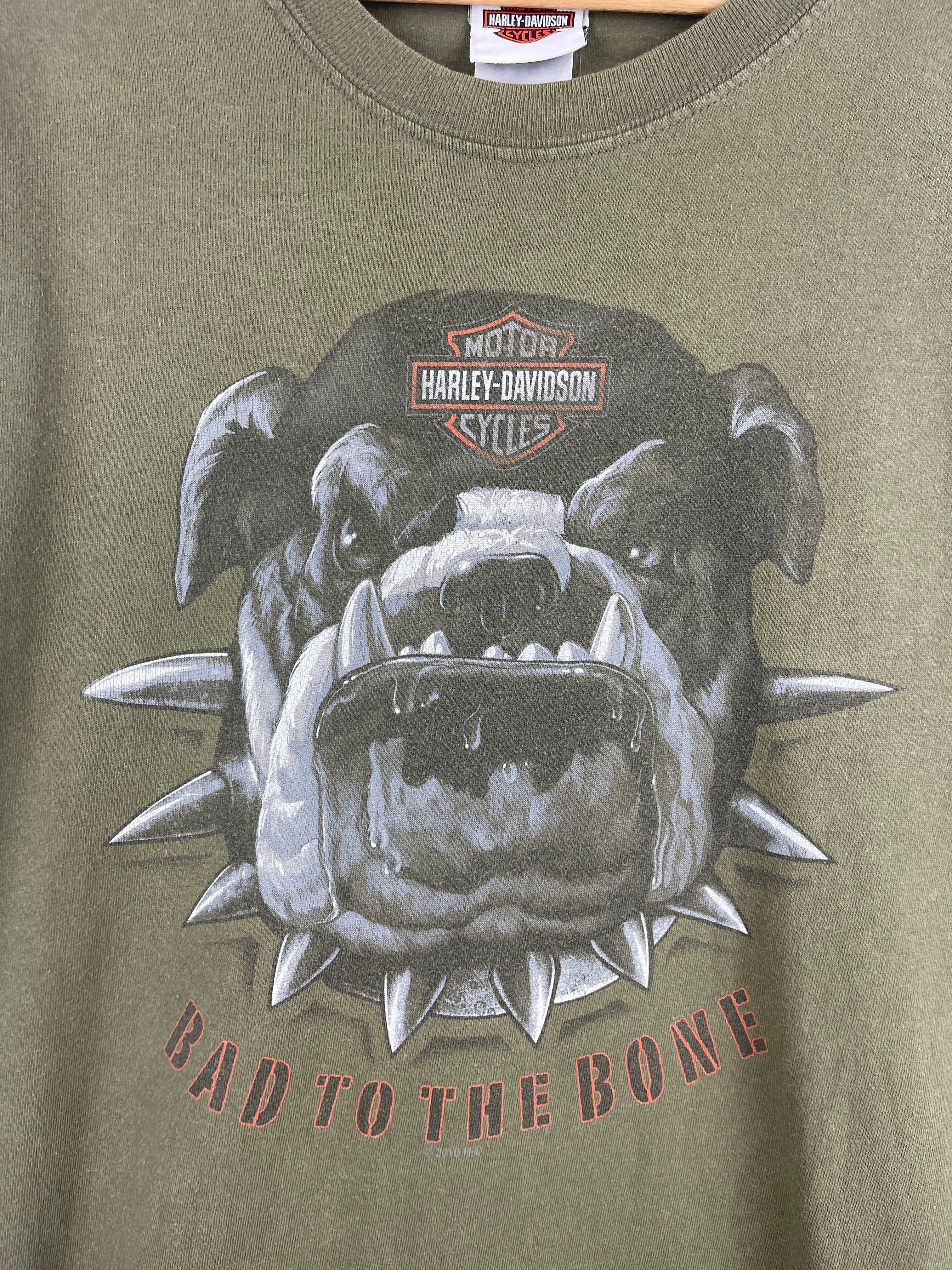 Vintage Harley Davidson Bulldog Wisconsin Green Tee