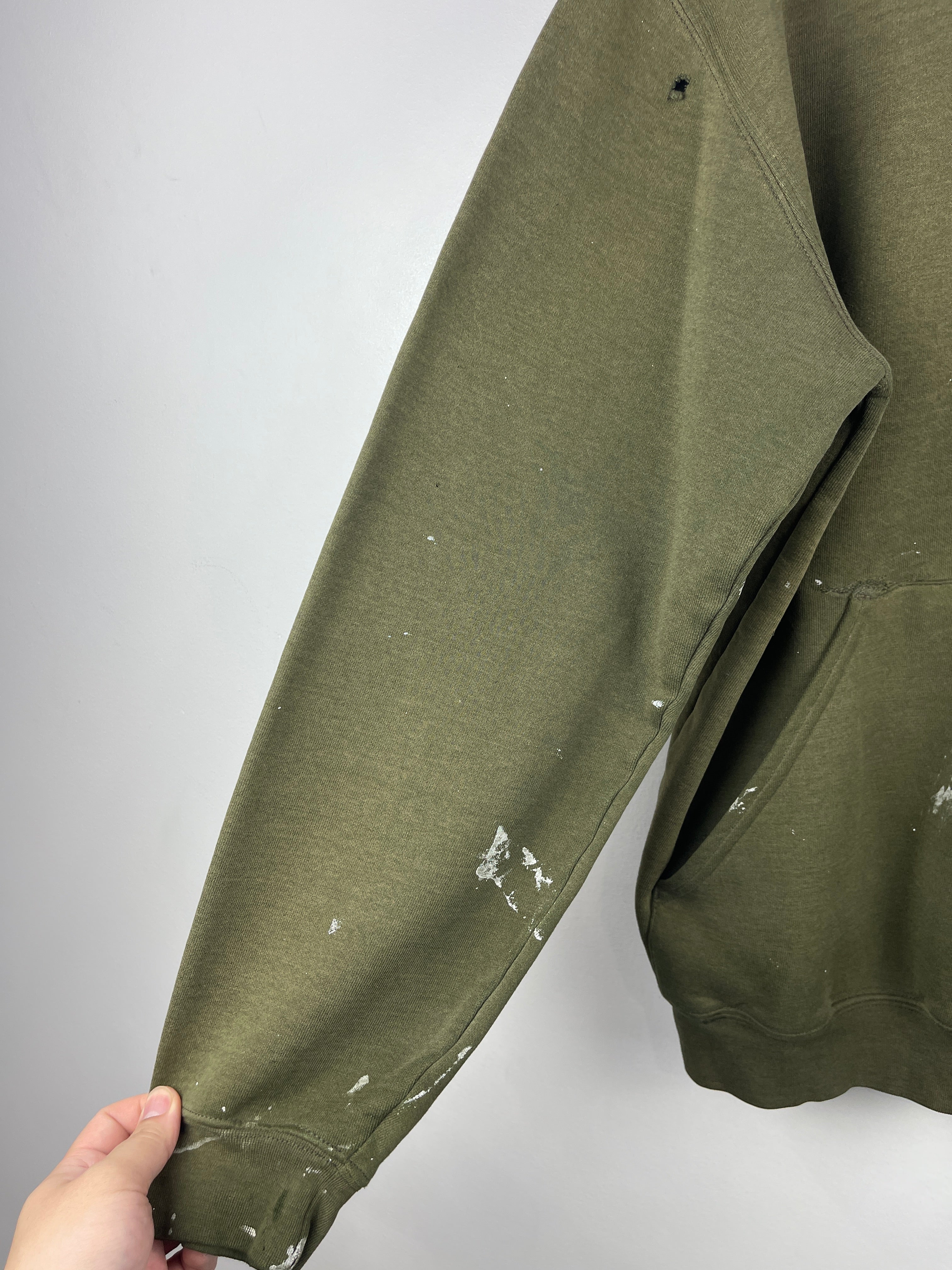 Vintage Carhartt Patch Paint Splattered Green Hoodie