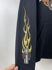 Vintage Harley Davidson Flames Black Zip Up Hoodie