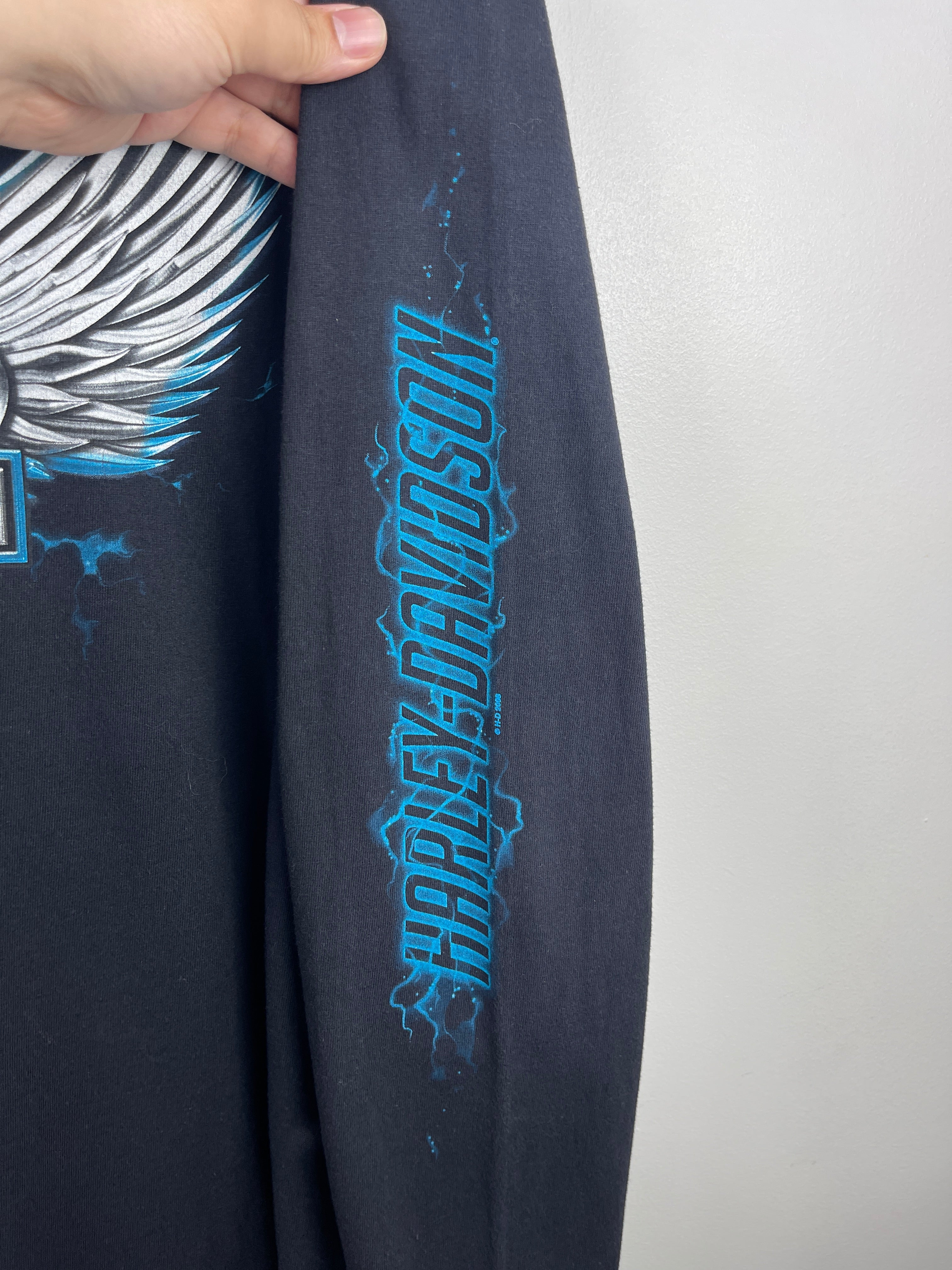 Vintage Harley Davidson Lightning Eagle Las Vegas Nevada Black Long Sleeve