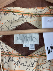 Vintage 90s St. Malo Brown Leather Bomber Jacket