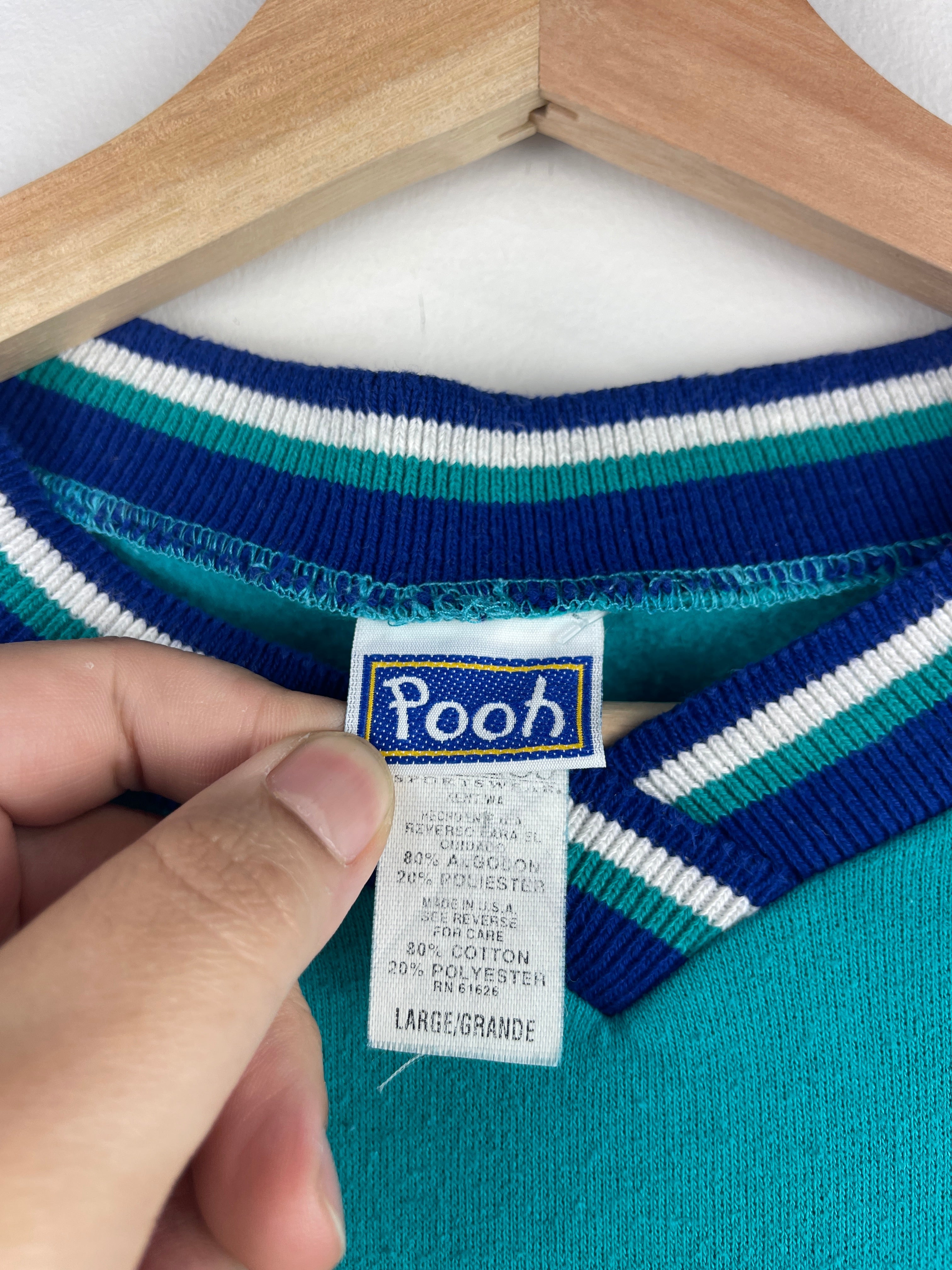 Vintage Disney Winnie The Pooh Whats The Buzz Teal Crewneck