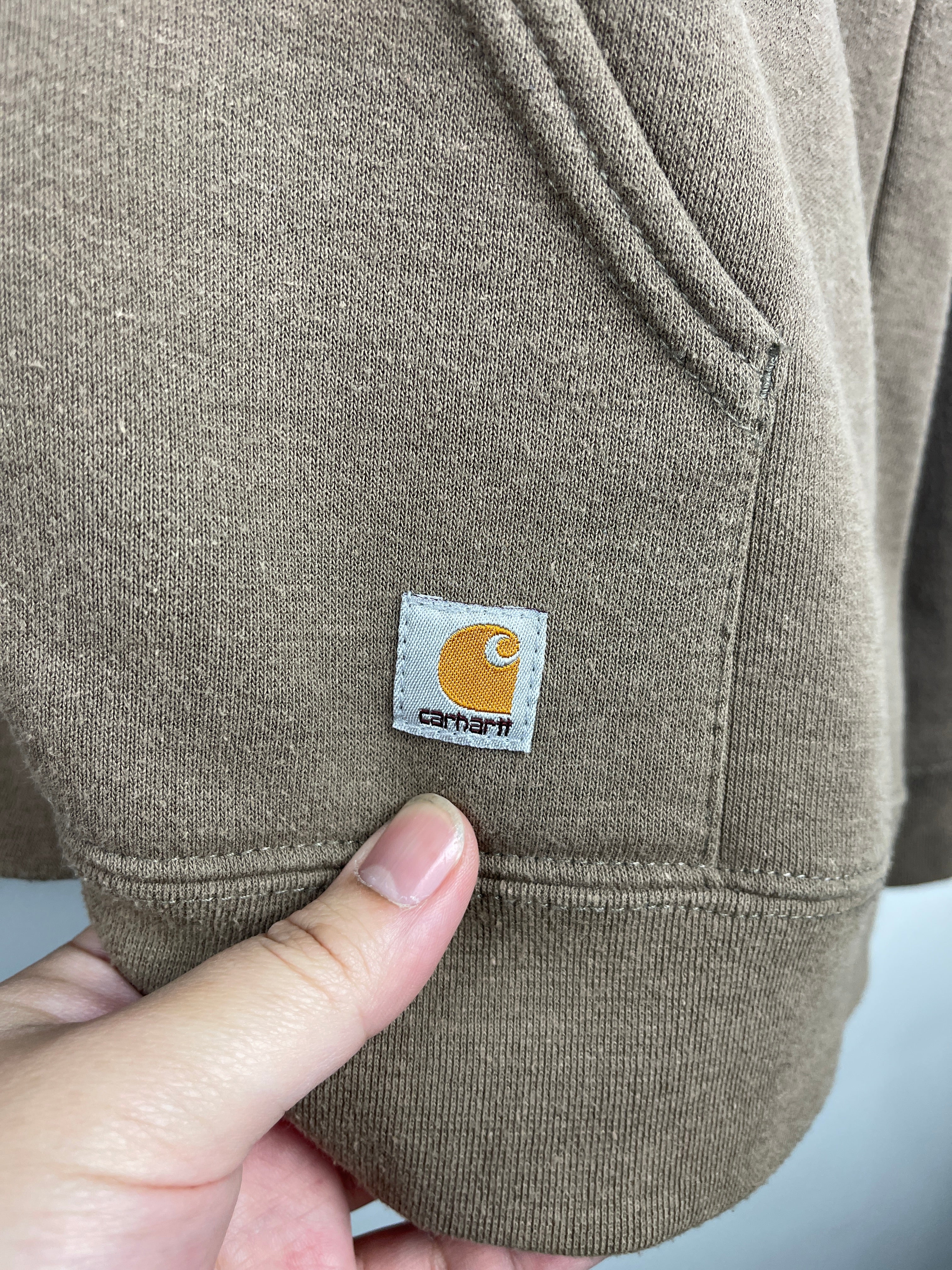 Vintage Carhartt Spellout Brown Zip Up Hoodie
