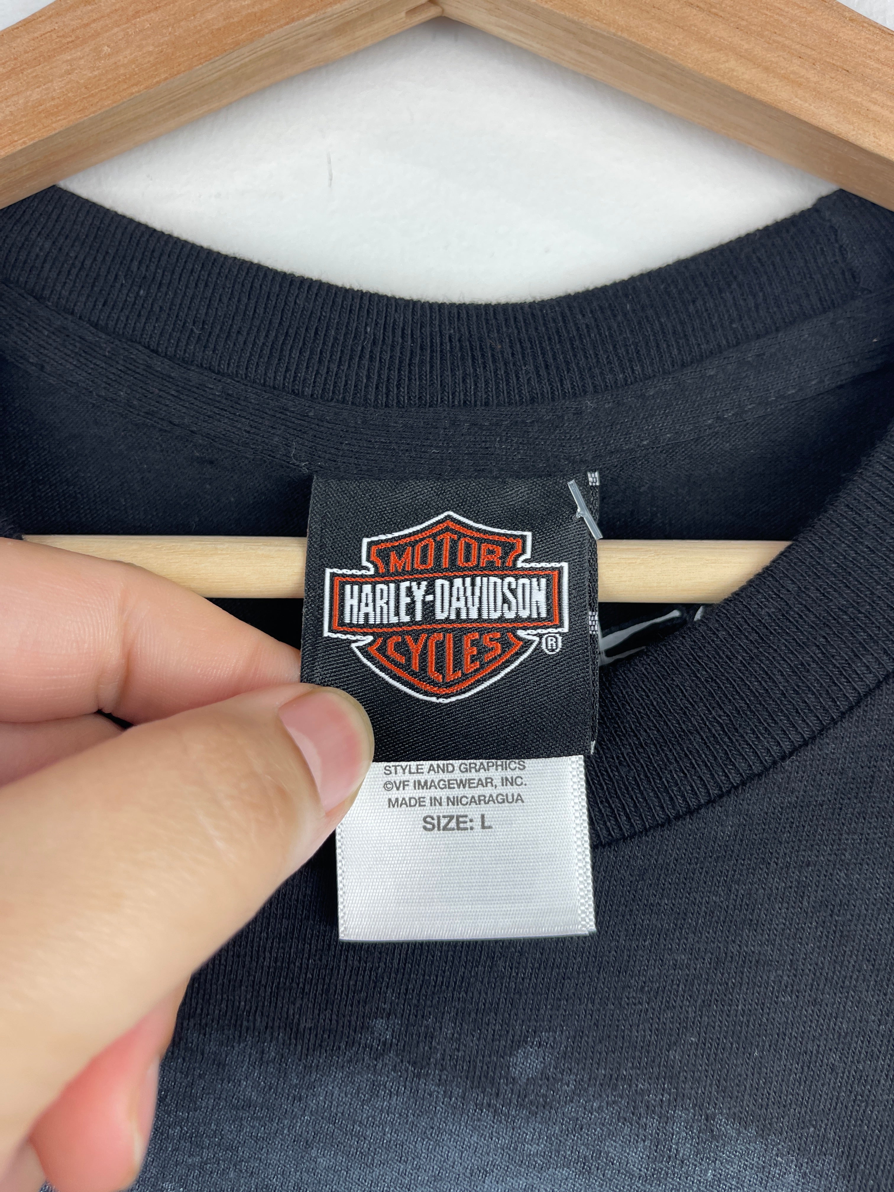 Vintage Harley Davidson Pin Up Girl Military Tank Black Tee