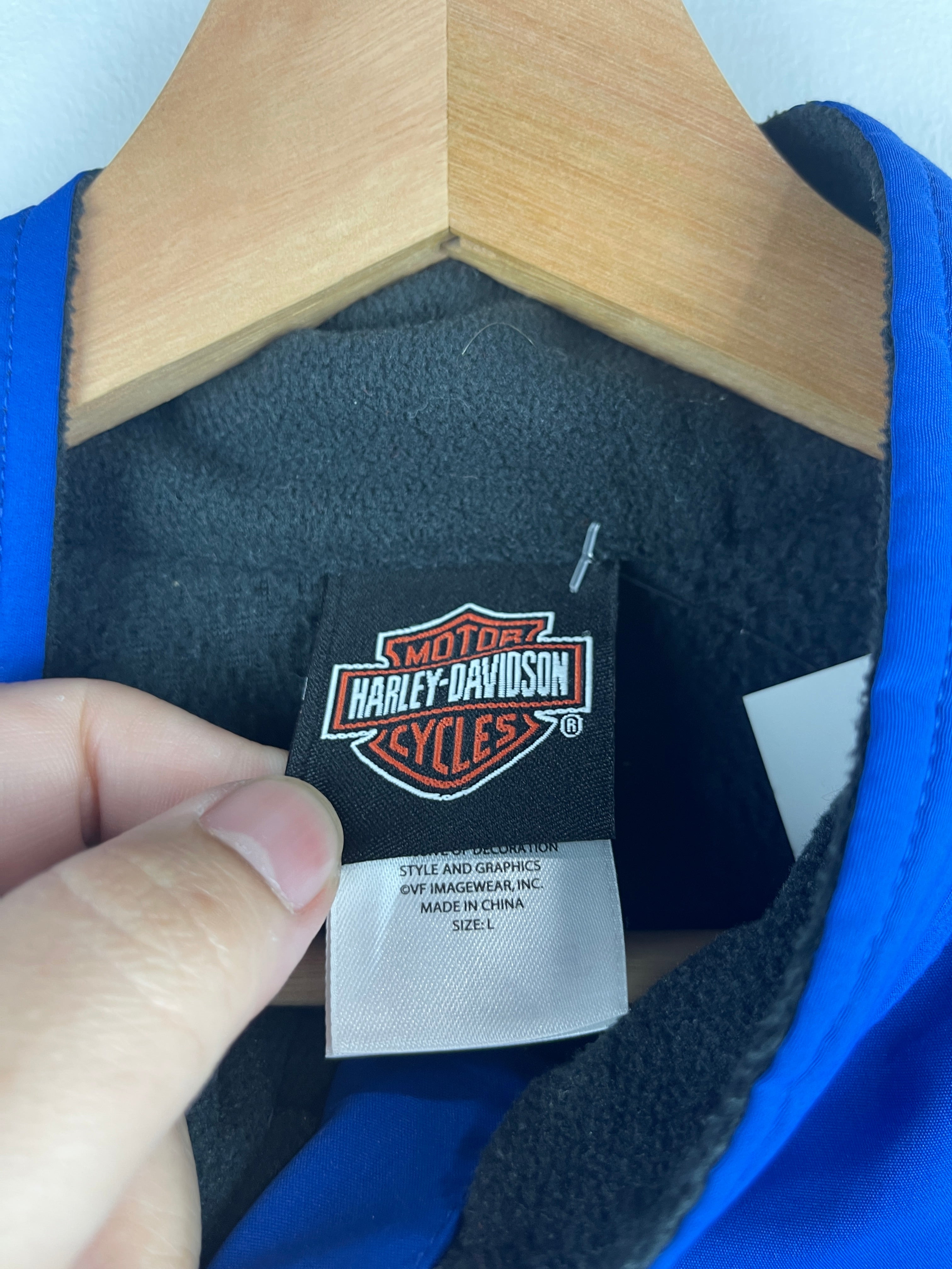 Vintage Harley Davidson Pennsylvania Blue & Black Quarter Zip Fleece Sweater