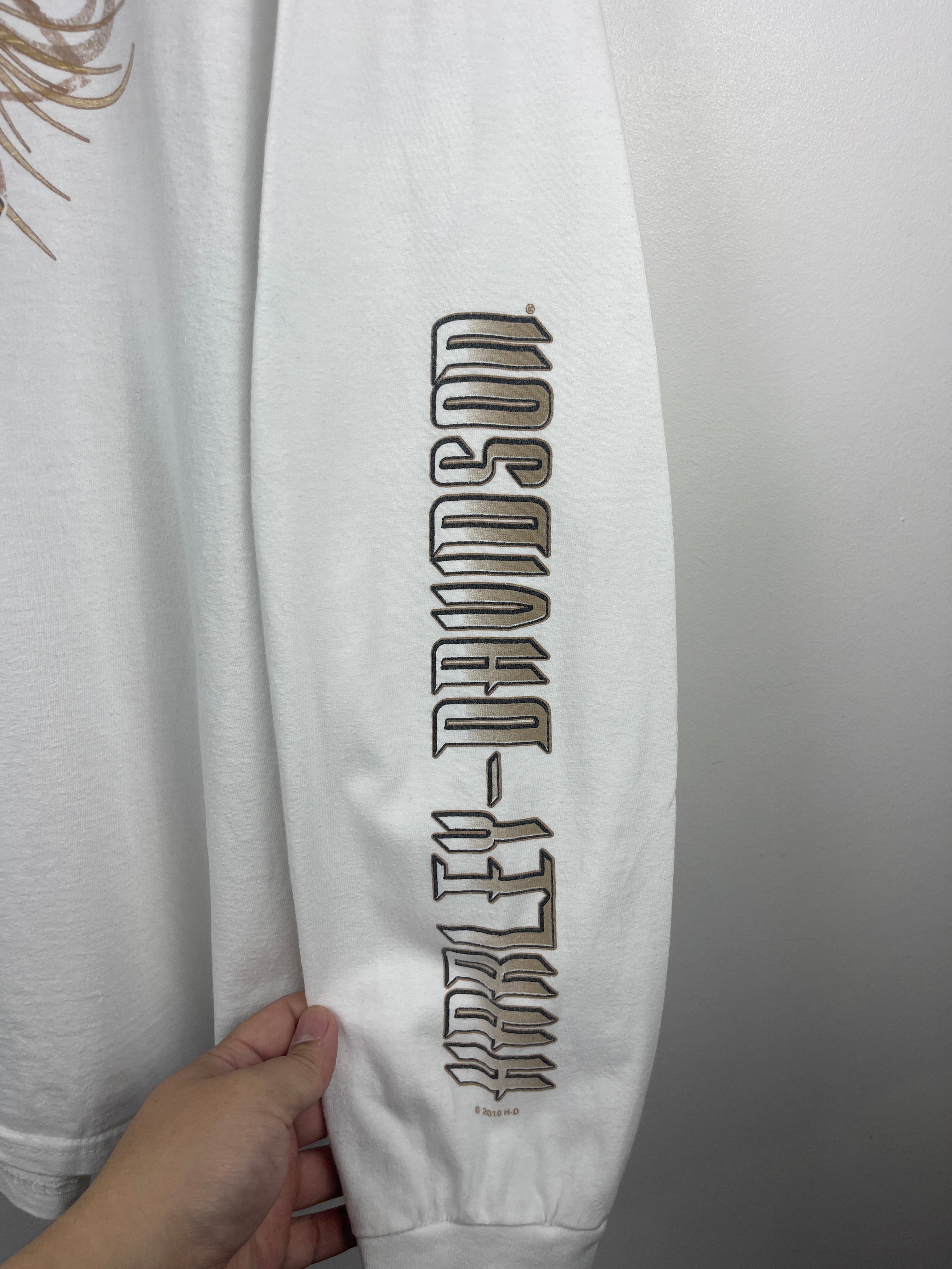 Vintage Harley Davidson Eagle New York White Long Sleeve