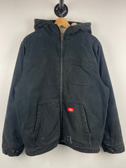 Vintage Dickies Sherpa Lined Black Hooded Work Jacket