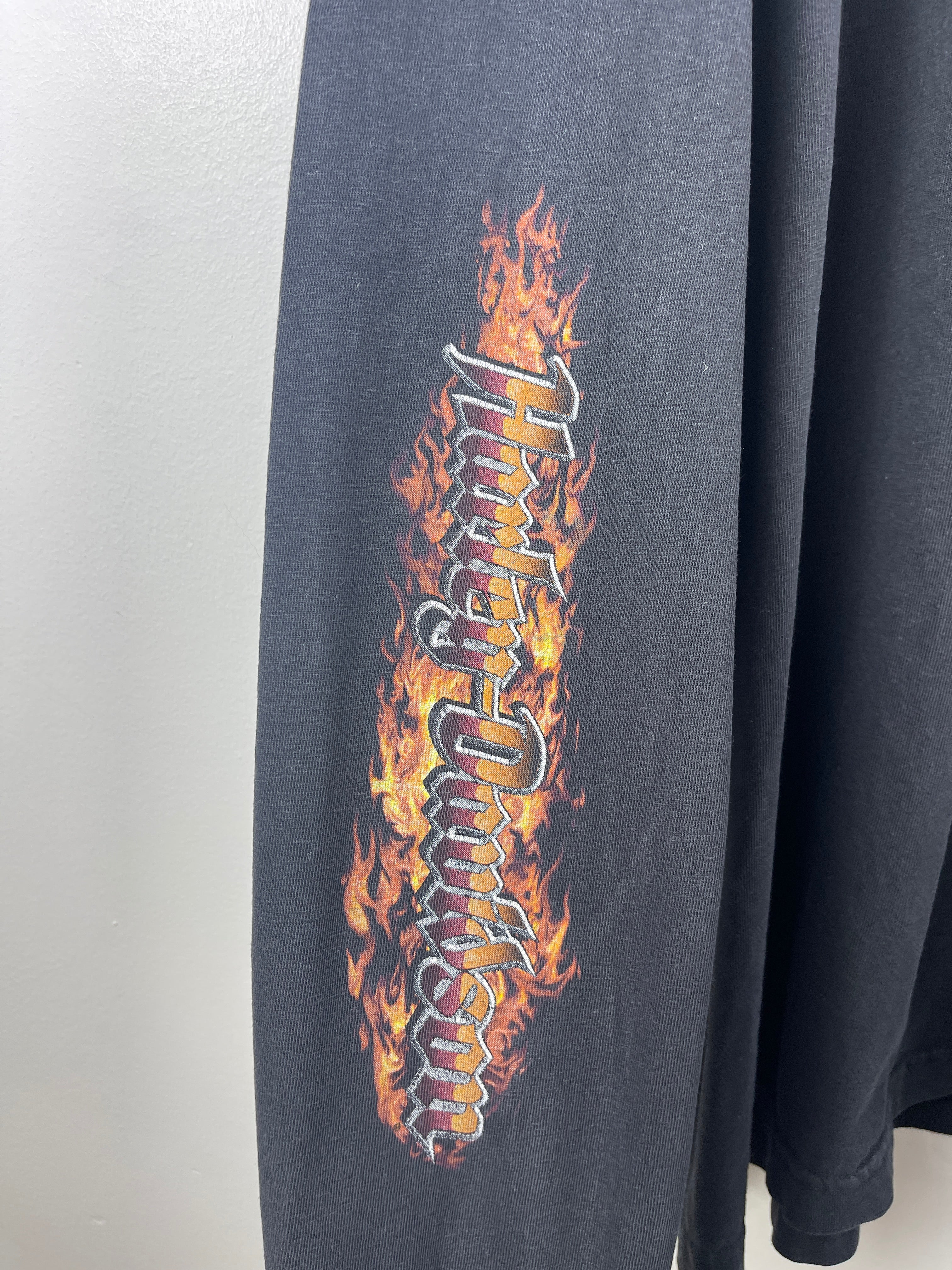 Vintage Harley Davidson Flame Ball Wisconsin Black Long Sleeve