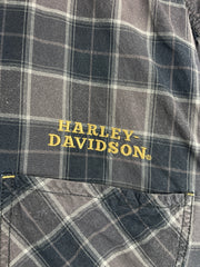 Vintage Harley Davidson Plaid Black & Grey Short Sleeve Button Up Shirt