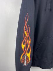 Vintage Harley Davidson Flames Black Zip Up Hoodie