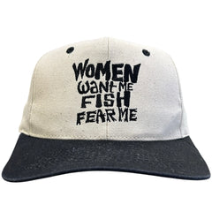 Vintage 90s Women Want Me Fish Fear Me White Snapback Hat