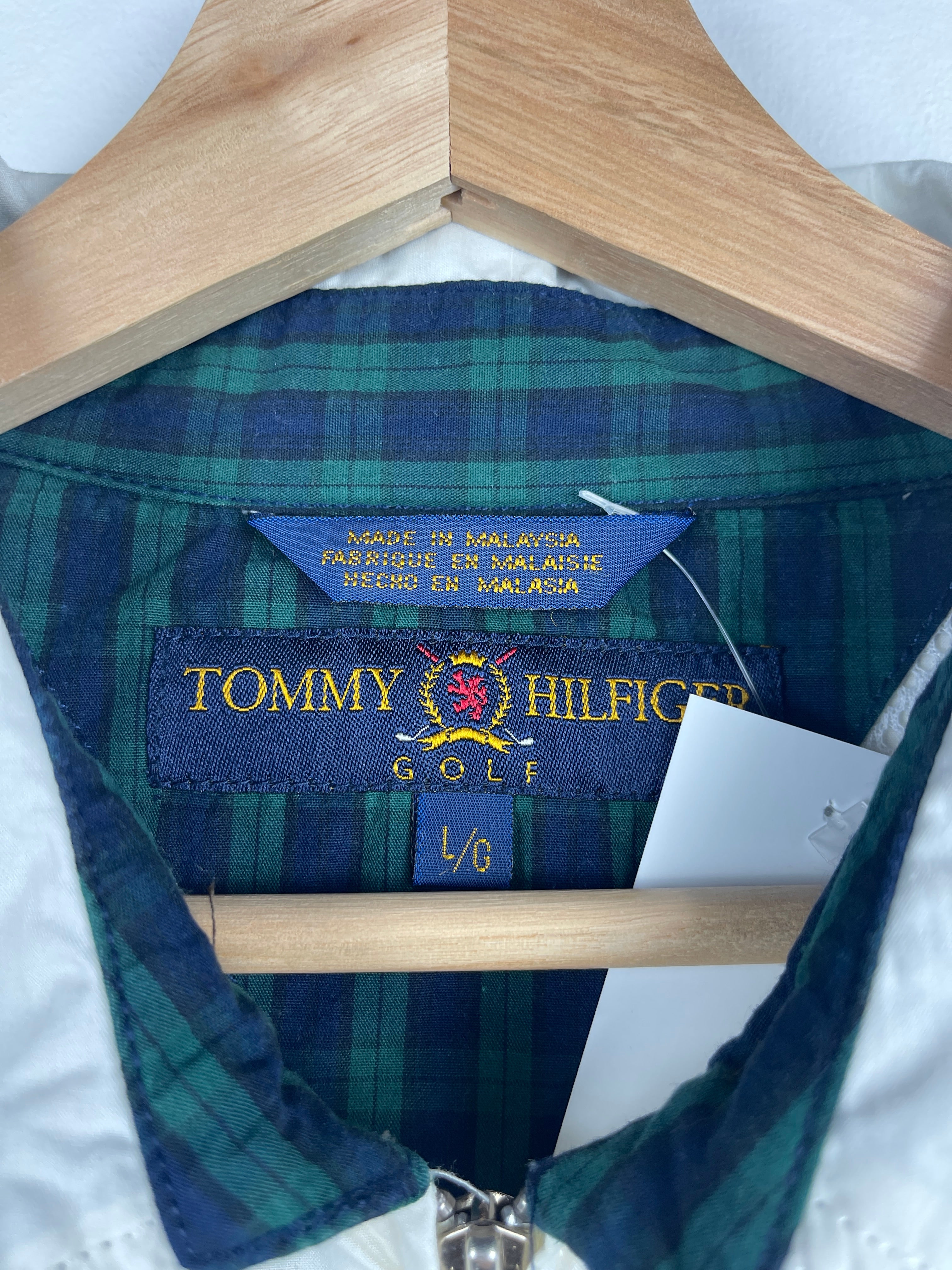 Vintage 90s Tommy Hilfiger Golf White Harrington Jacket