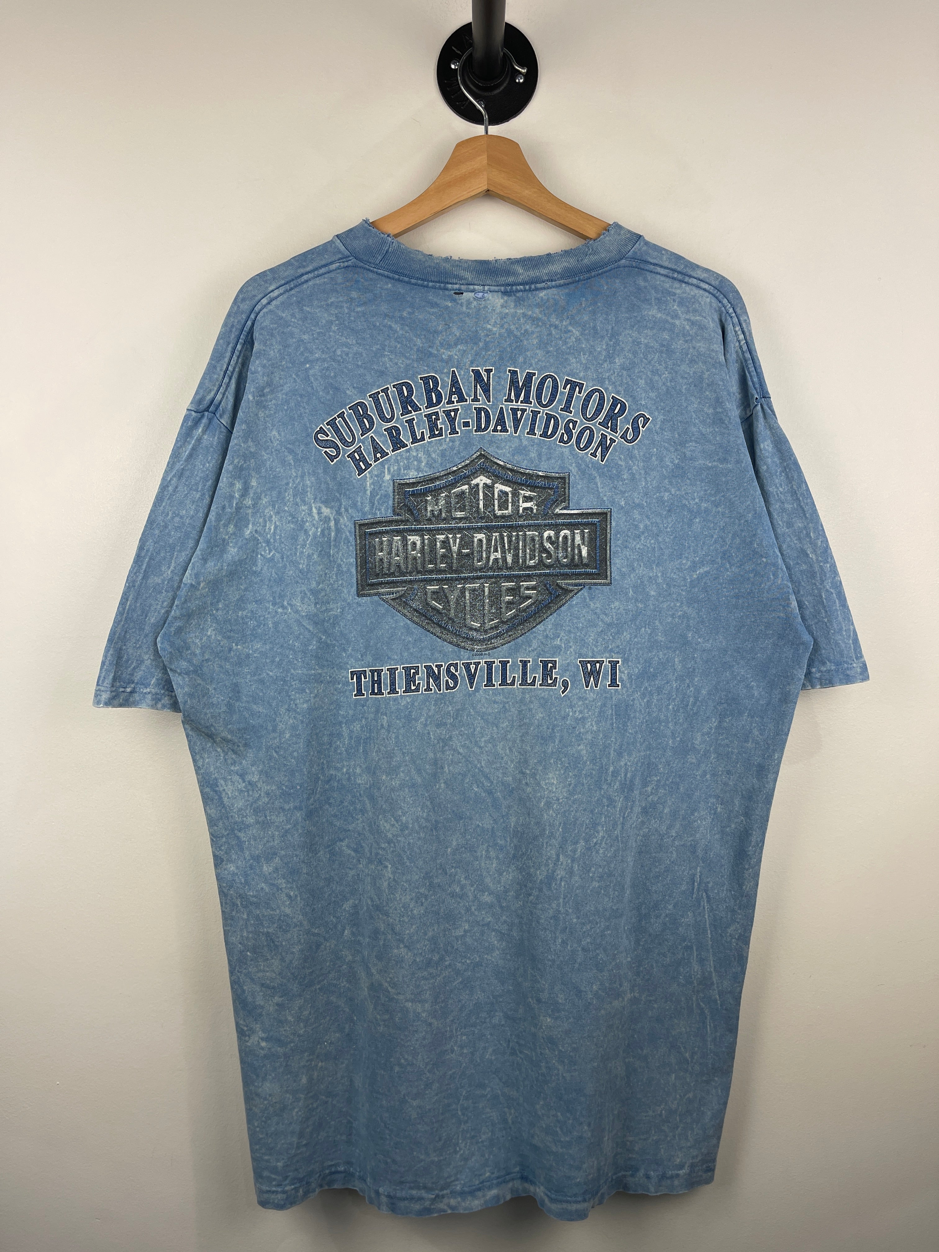 Vintage Harley Davidson Thiensville Wisconsin Blue Tee