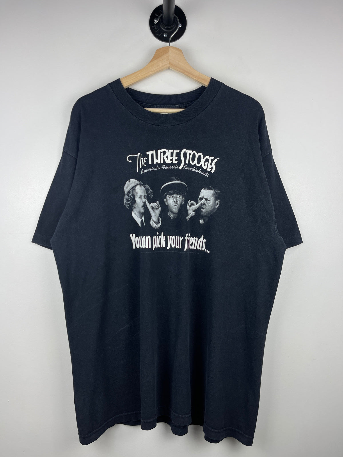 Vintage 90s The Three Stooges You Can Pick Your Friends Black Tee