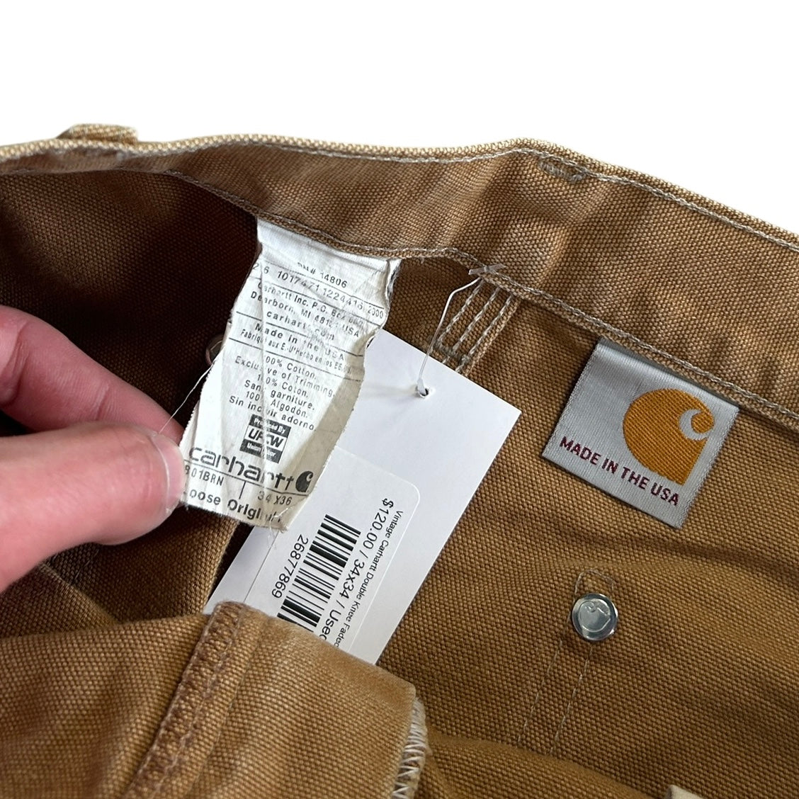 Vintage Carhartt Double Knee Thrashed Light Brown Work Pants