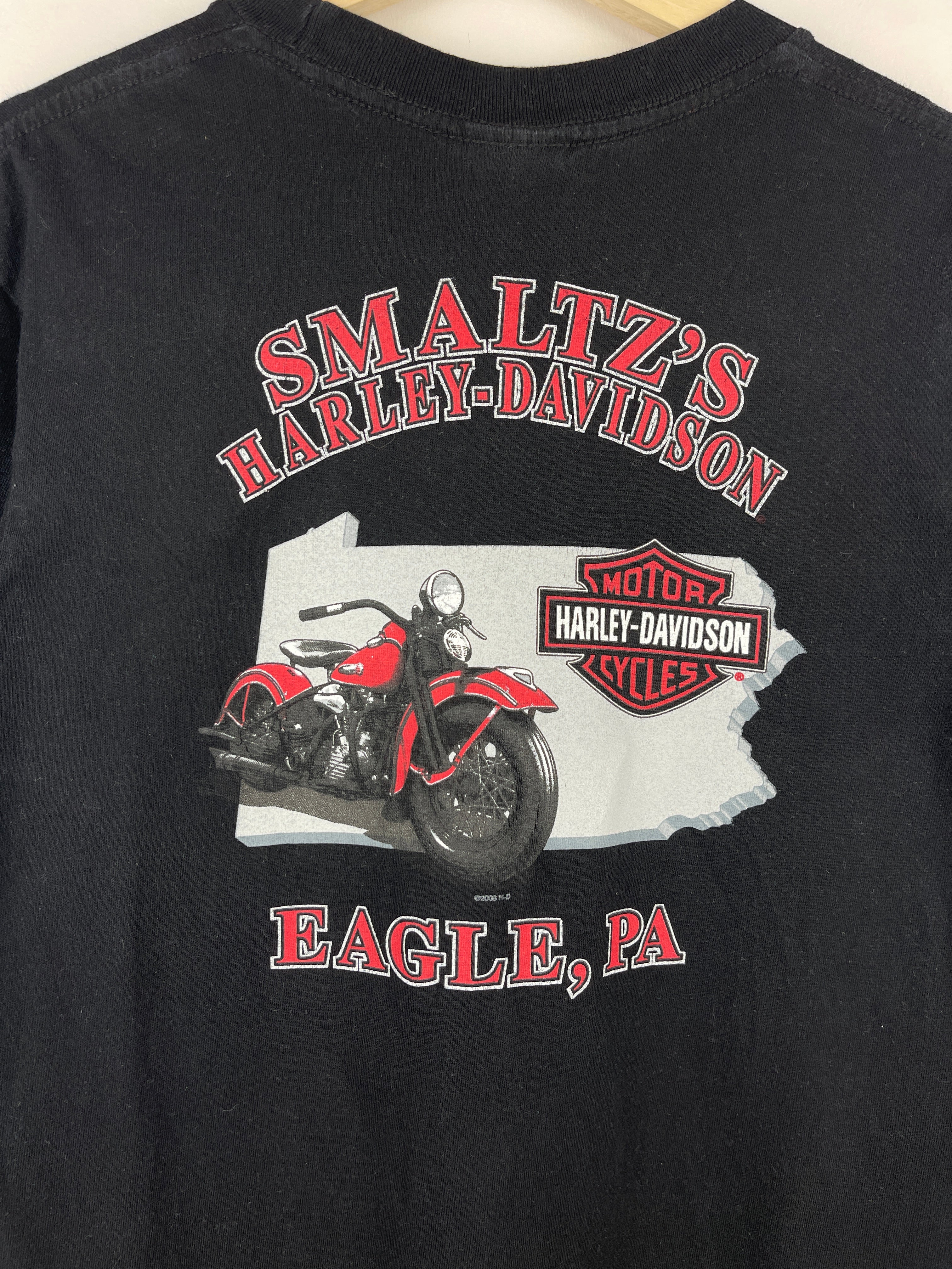 Vintage Harley Davidson Uncle Sam Land Of The Free Pennsylvania Black Tee