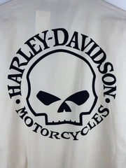 Vintage Harley Davidson Skull Cream Short Sleeve Button Up Shirt