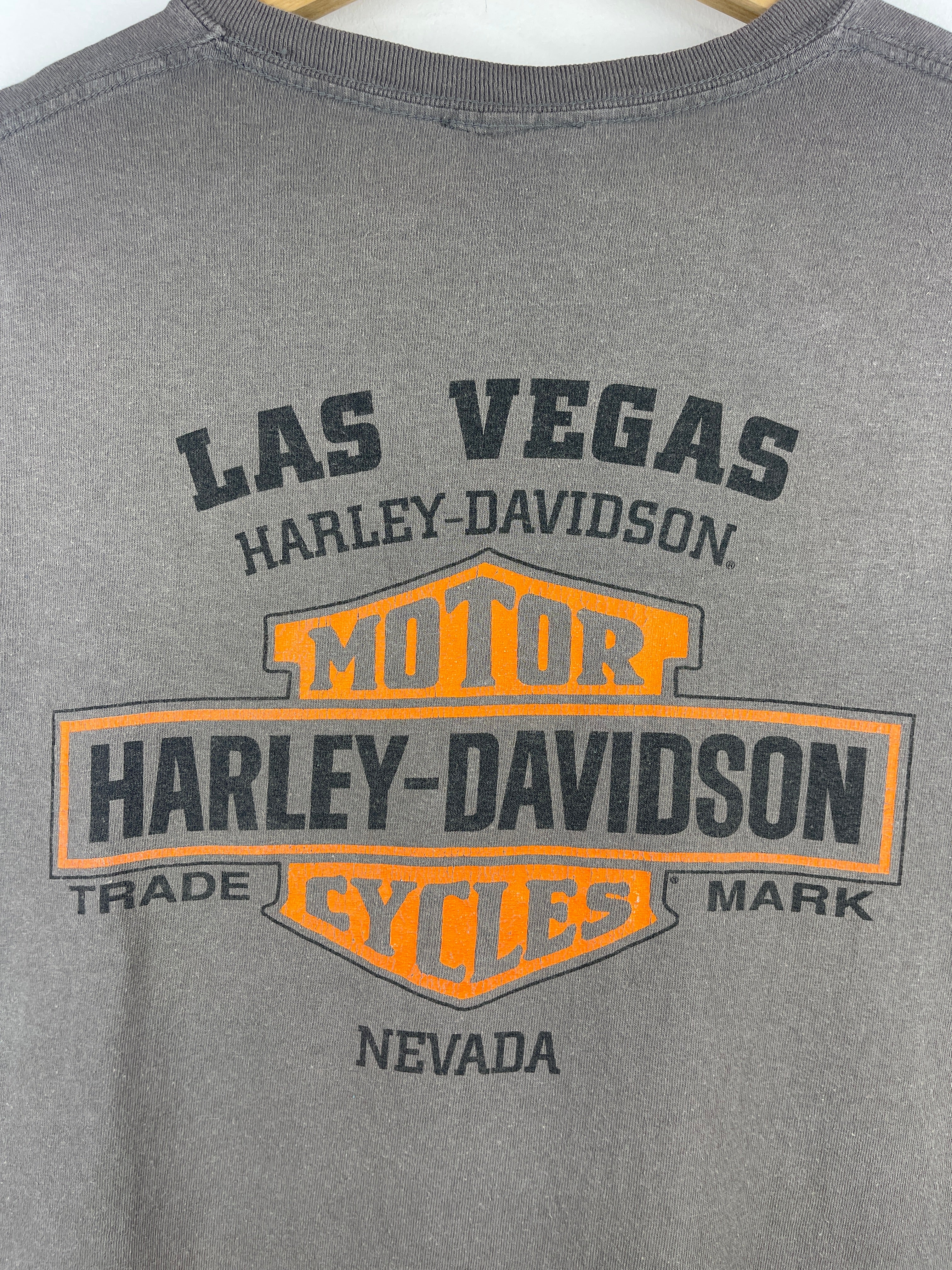 Vintage Harley Davidson Las Vegas Nevada Grey Pocket Tee