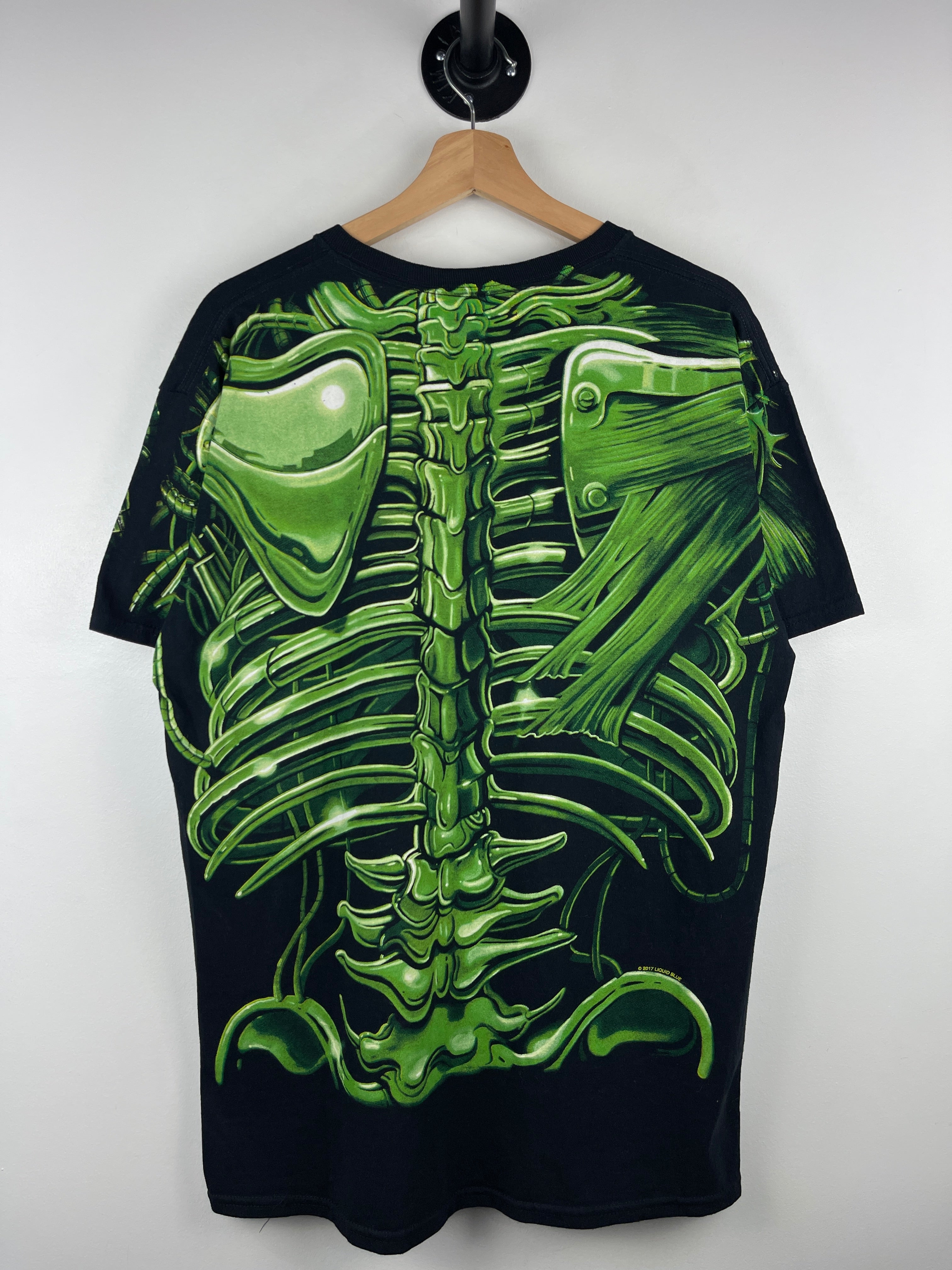 Vintage Liquid Blue Skull Black Tee
