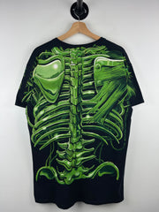 Vintage Liquid Blue Skull Black Tee