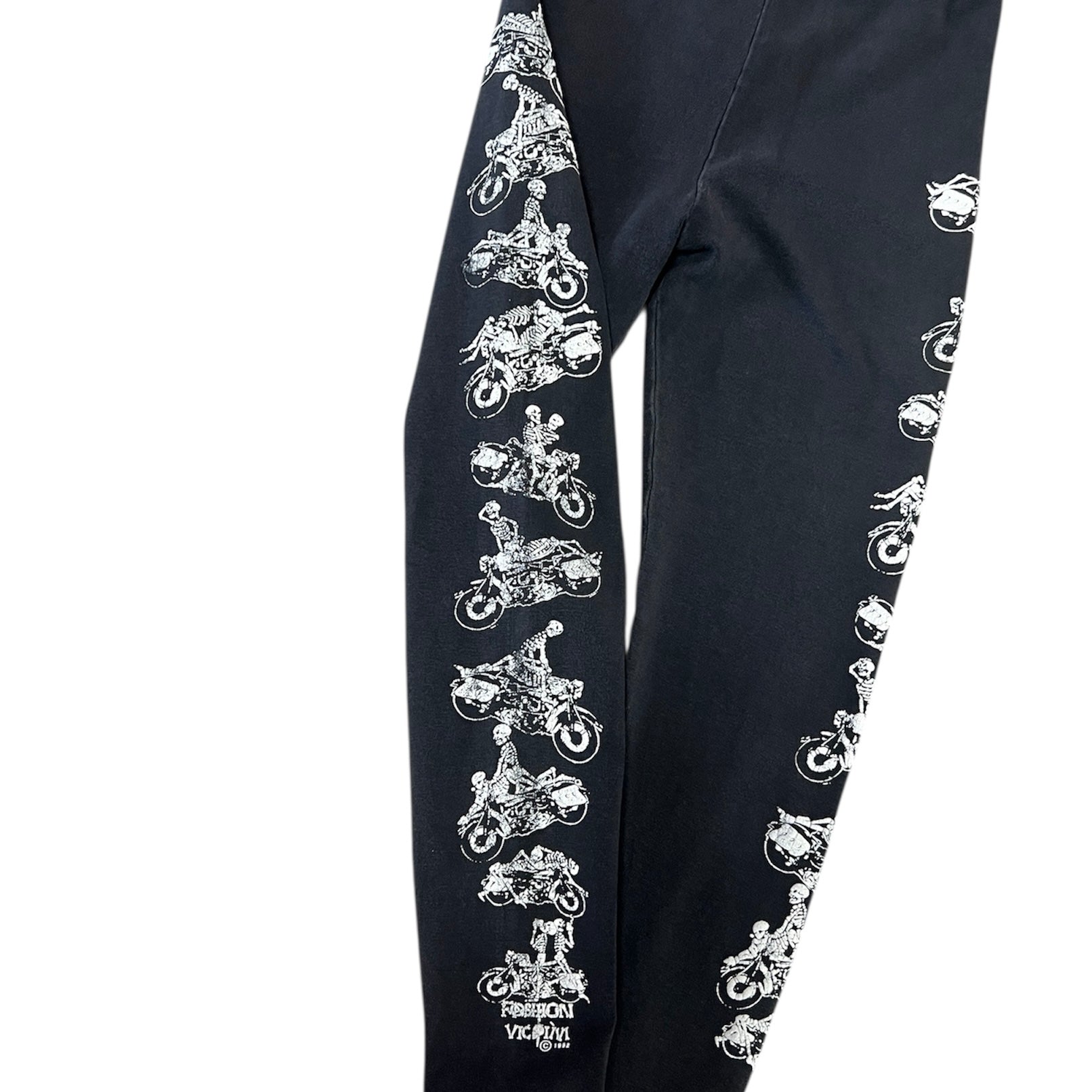 Vintage Fashion Victim Unsafe Skeleton Motorcycle Sex Position Black Women's Leggings