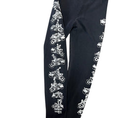 Vintage Fashion Victim Unsafe Skeleton Motorcycle Sex Position Black Women's Leggings