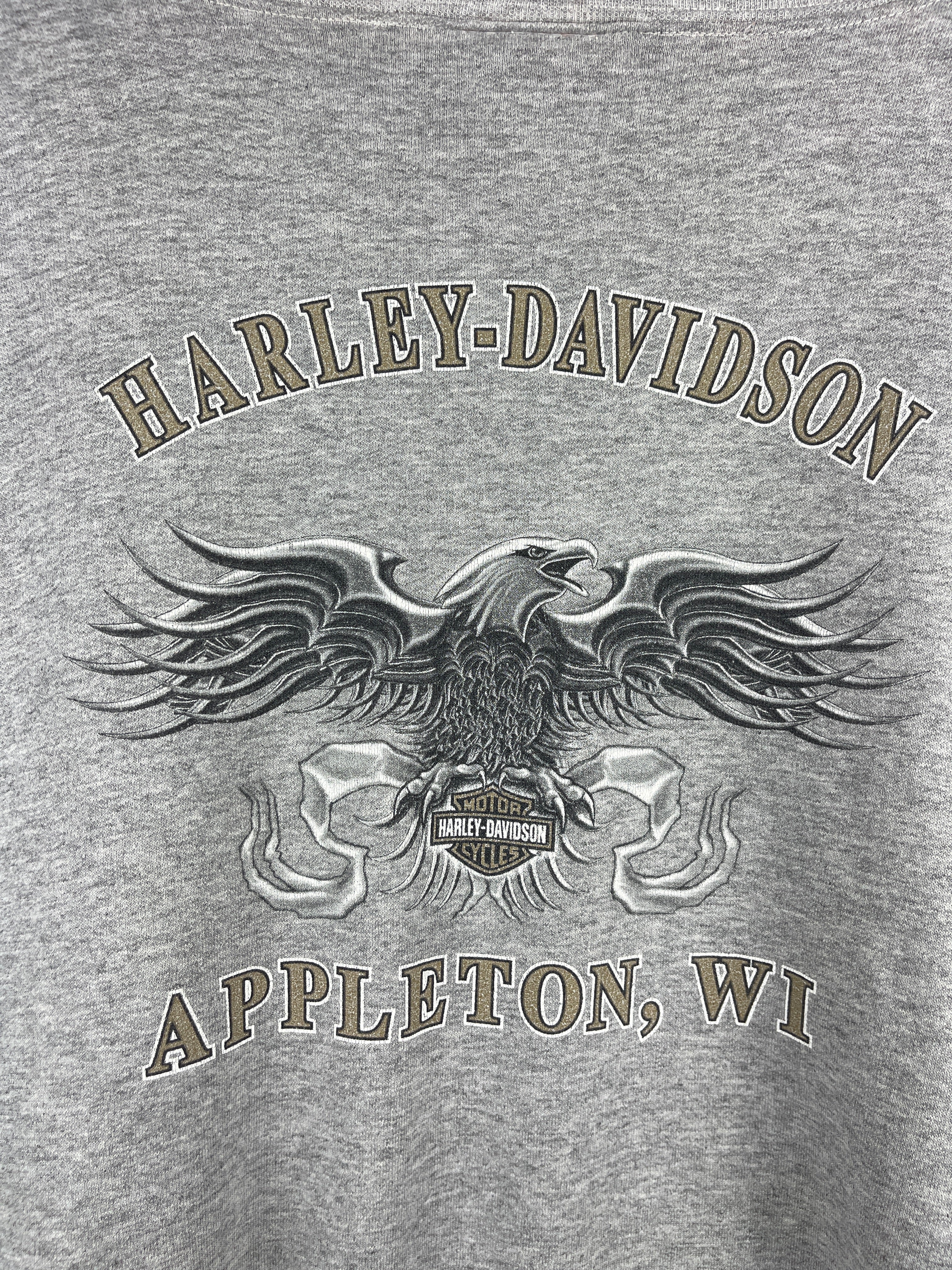 Vintage Harley Davidson Eagle Appleton Wisconsin Grey Crewneck