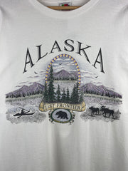 Vintage Alaska Last Frontier Skyline White Tee