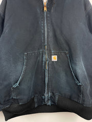 Vintage Carhartt Active Thrashed Black Hooded Work Jacket J140 BLK