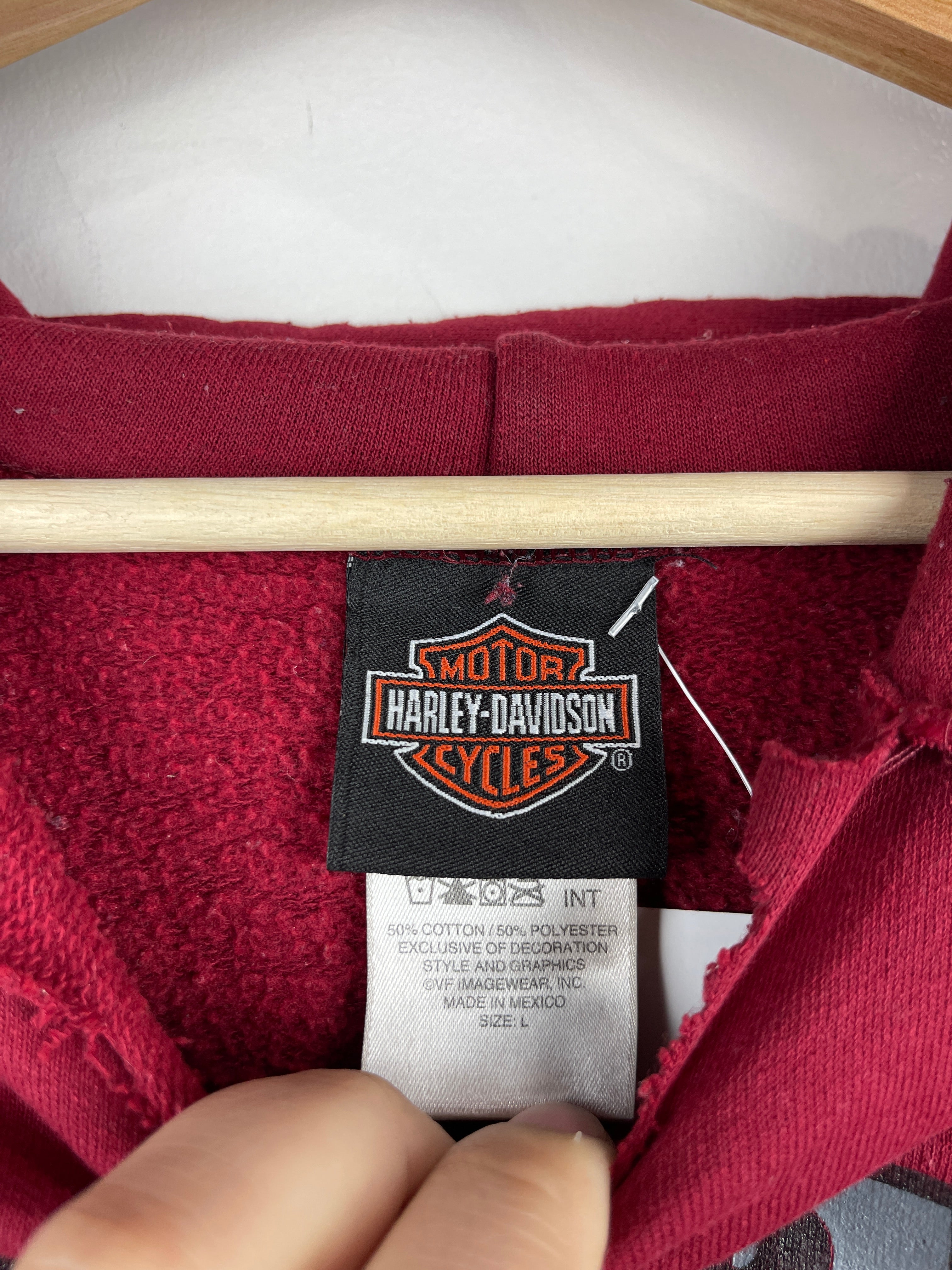 Vintage Harley Davidson Ohio State Buckeyes Football Red Hoodie