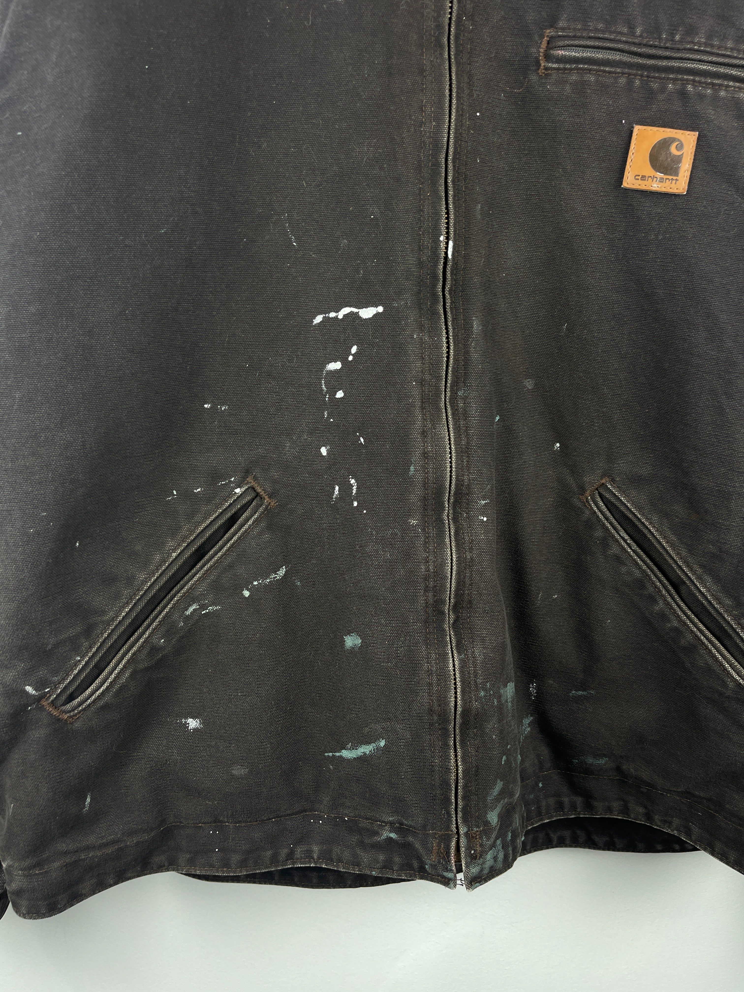 Vintage Carhartt Detroit Sherpa Lined Dark Brown Hooded Work Jacket J141 DKB