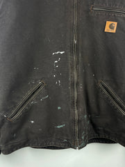 Vintage Carhartt Detroit Sherpa Lined Dark Brown Hooded Work Jacket J141 DKB
