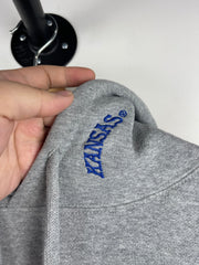 Vintage Kansas Jayhawks University Embroidered Grey Hoodie
