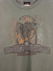 Vintage Harley Davidson Bald Eagle Marquette Michigan Green Tee