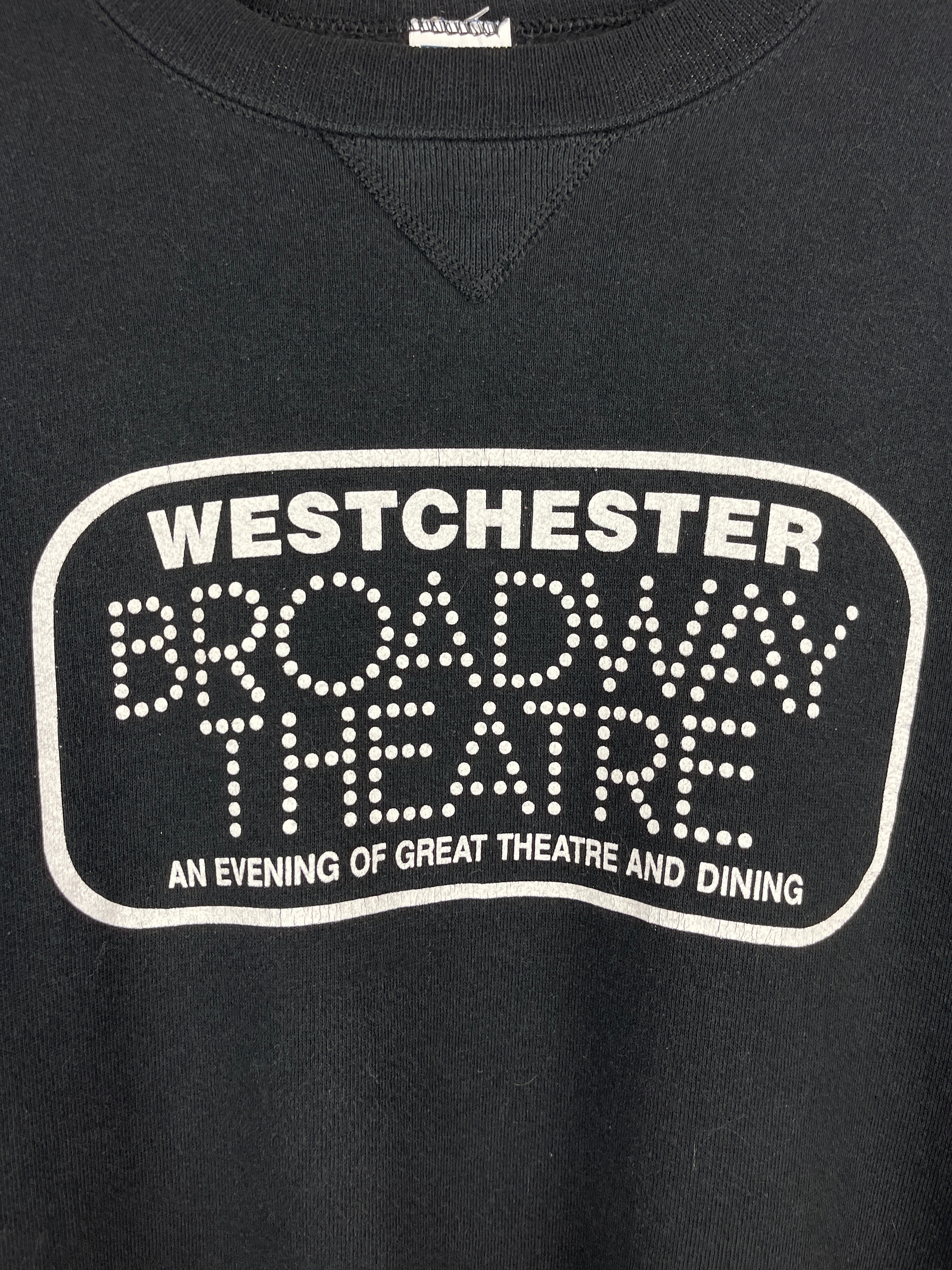 Vintage 90s Russell Athletic Westchester Broadway Theatre Black Crewneck